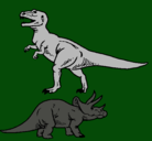 Dibujo Triceratops y tiranosaurios rex pintado por junior