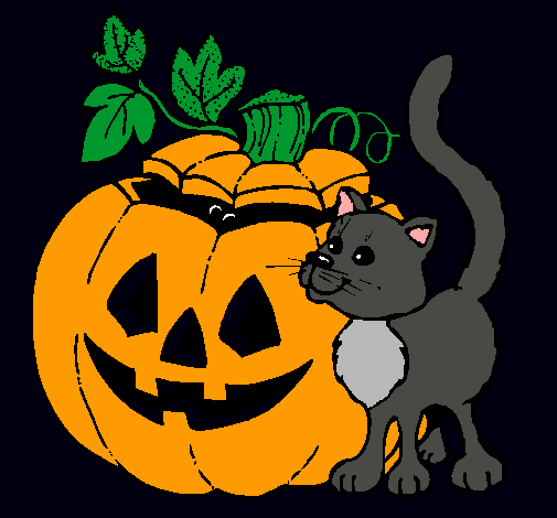 Calabaza y gato