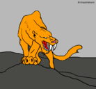 Dibujo Tigre con afilados colmillos pintado por r