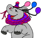 Dibujo Elefante con 3 globos pintado por fely