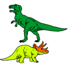 Dibujo Triceratops y tiranosaurios rex pintado por oscar