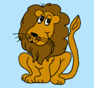 Dibujo León pintado por leoncito
