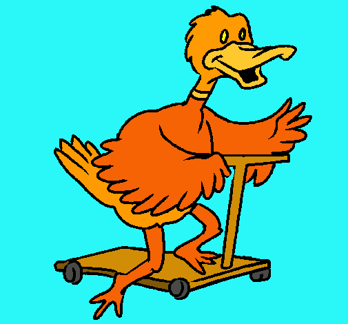 Pato en patinete