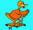 Dibujo Pato en patinete pintado por trapina