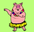 Dibujo Cerdo hawaiano pintado por adrian