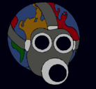 Dibujo Tierra con máscara de gas pintado por edgargael