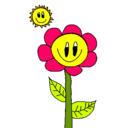 Dibujo Sol y flor pintado por florecilla