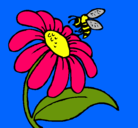 Dibujo Margarita con abeja pintado por ZOEOJEDA