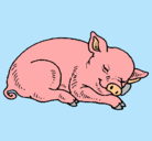 Dibujo Cerdo durmiendo pintado por lucíaymaría