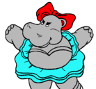 Dibujo Hipopótama con lazo pintado por lizebth