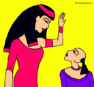 Dibujo Madre e hijo egipcios pintado por iris