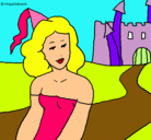 Dibujo Princesa y castillo pintado por perlagonzalesestrada