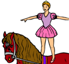 Dibujo Trapecista encima de caballo pintado por sara