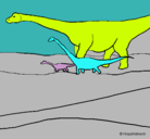 Dibujo Familia de Braquiosaurios pintado por PALOMA