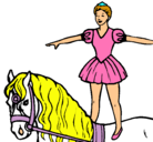 Dibujo Trapecista encima de caballo pintado por aru
