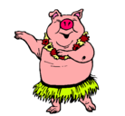 Dibujo Cerdo hawaiano pintado por lidia