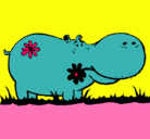 Dibujo Hipopótamo con flores pintado por SOFIA