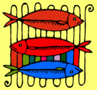 Dibujo Pescado a la brasa pintado por adria