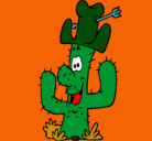 Dibujo Cactus con sombrero pintado por johnny