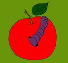 Dibujo Manzana con gusano pintado por aliciaa