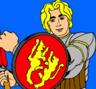Dibujo Caballero con escudo de león pintado por benjamin