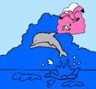 Dibujo Delfín y gaviota pintado por maury