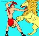 Dibujo Gladiador contra león pintado por alexis