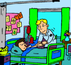 Dibujo Niño hospitalizado pintado por enfermera