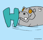 Dibujo Hipopótamo pintado por karlazulema