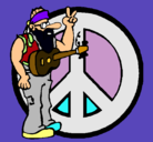Dibujo Músico hippy pintado por paula