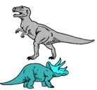 Dibujo Triceratops y tiranosaurios rex pintado por mayravelarde