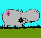 Dibujo Hipopótamo con flores pintado por ireneway