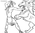 Dibujo Gladiador contra león pintado por vianney