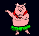 Dibujo Cerdo hawaiano pintado por brandon