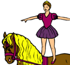 Dibujo Trapecista encima de caballo pintado por lupita