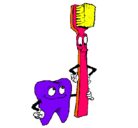 Dibujo Muela y cepillo de dientes pintado por PEPE