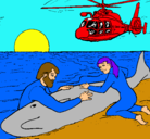 Dibujo Rescate ballena pintado por santiago