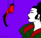 Dibujo Mujer y pájaro pintado por joseorlando