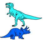 Dibujo Triceratops y tiranosaurios rex pintado por ARIELCARRILLO