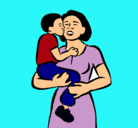 Dibujo Beso maternal pintado por bruno