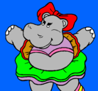Dibujo Hipopótama con lazo pintado por victor