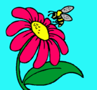 Dibujo Margarita con abeja pintado por fridasofiasuastebaeza
