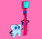 Dibujo Muela y cepillo de dientes pintado por TESS