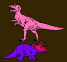 Dibujo Triceratops y tiranosaurios rex pintado por MateoMartínez