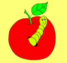 Dibujo Manzana con gusano pintado por sorey