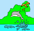 Dibujo Delfín y gaviota pintado por ADAMARI