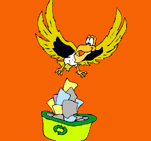 Águila reciclando