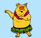 Dibujo Cerdo hawaiano pintado por LUCIA