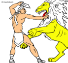 Dibujo Gladiador contra león pintado por marc