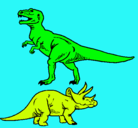 Dibujo Triceratops y tiranosaurios rex pintado por NATALIA